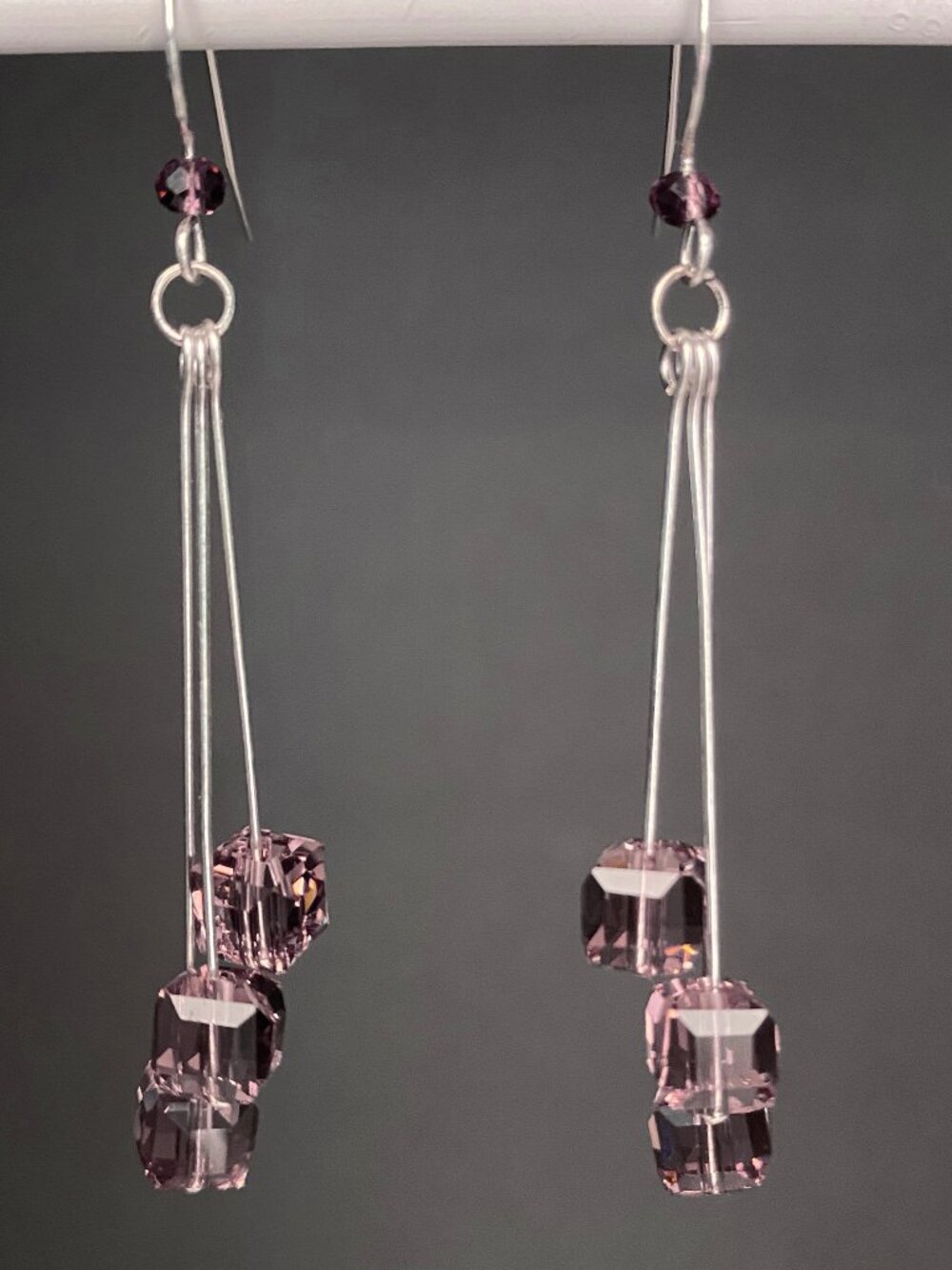 Cascade Mauve Taupe Crystal Drop Earrings